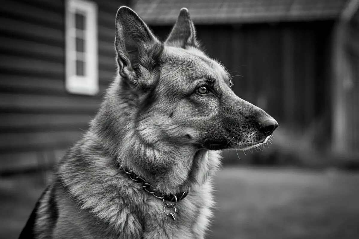 Historical German Shepherd 1850, showcasing the breed's early characteristics and origins.